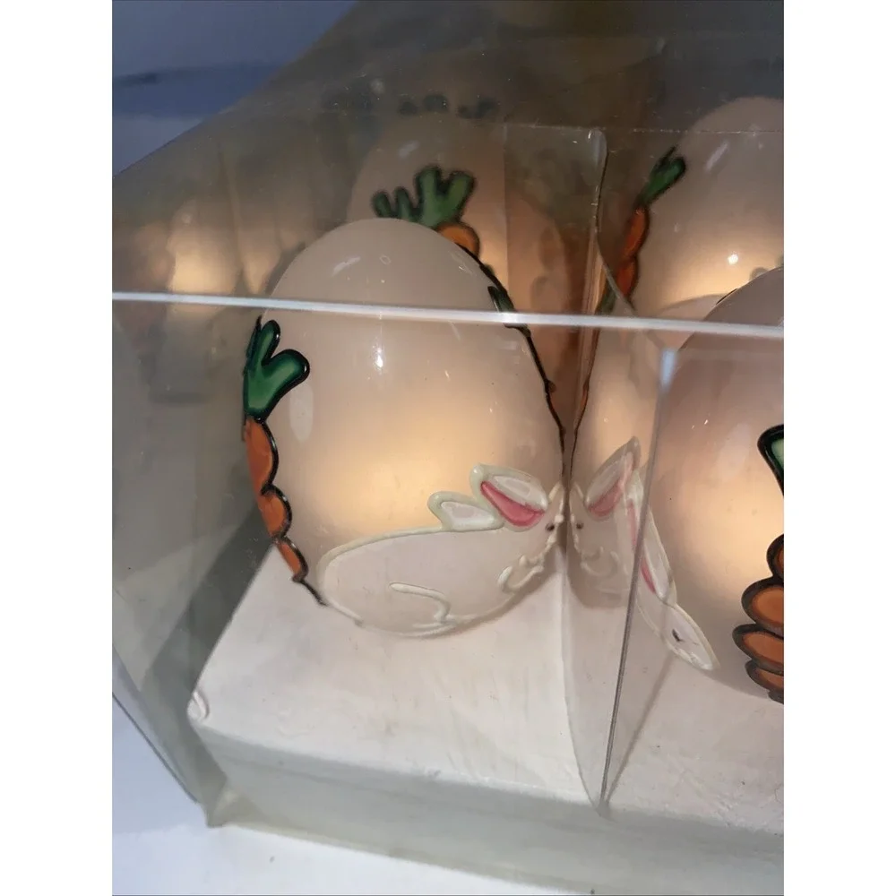 Vintage White Easter Egg‎ Light String With Carrot And Bunny Design Works In Box